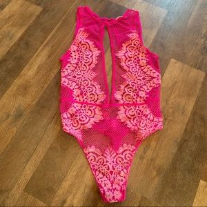 VS Very Sexy Fishnet Lace High Neck Lingerie Teddy